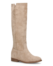 KAMI - stivali alti in ecopelle beige con zeppa interna