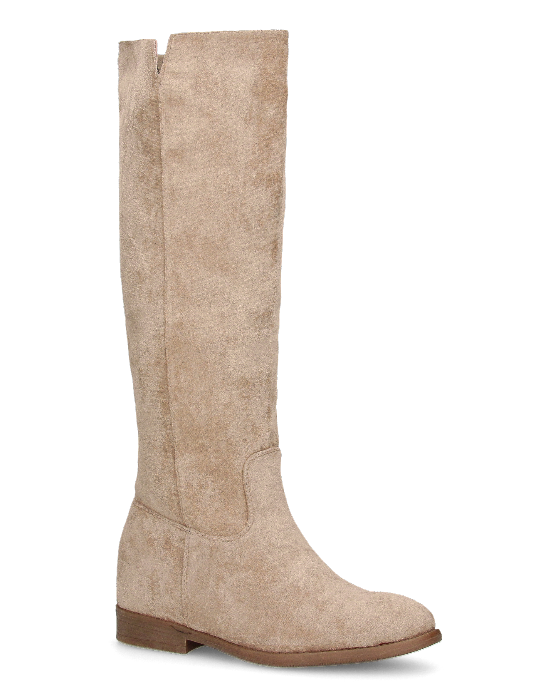 KAMI - stivali alti in ecopelle beige con zeppa interna