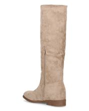 KAMI - stivali alti in ecopelle beige con zeppa interna