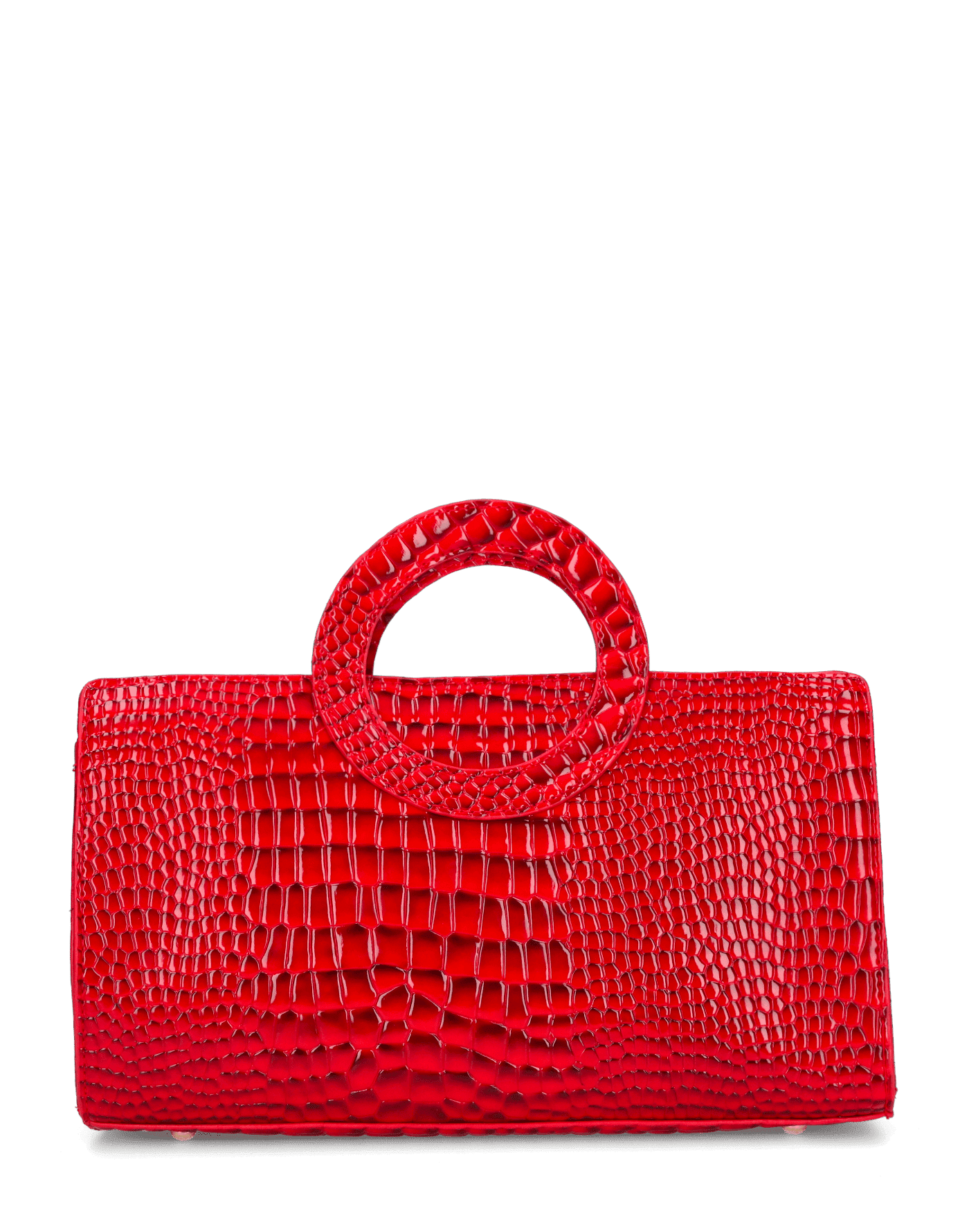 KLAUDIA - borsa a mano in trama coccodrillo rosso con tracolla inclusa