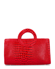 KLAUDIA - borsa a mano in trama coccodrillo rosso con tracolla inclusa