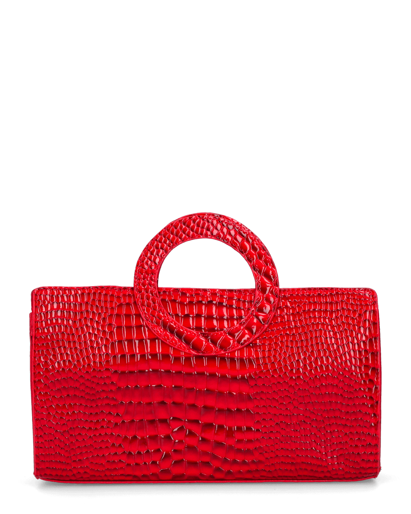 KLAUDIA - borsa a mano in trama coccodrillo rosso con tracolla inclusa