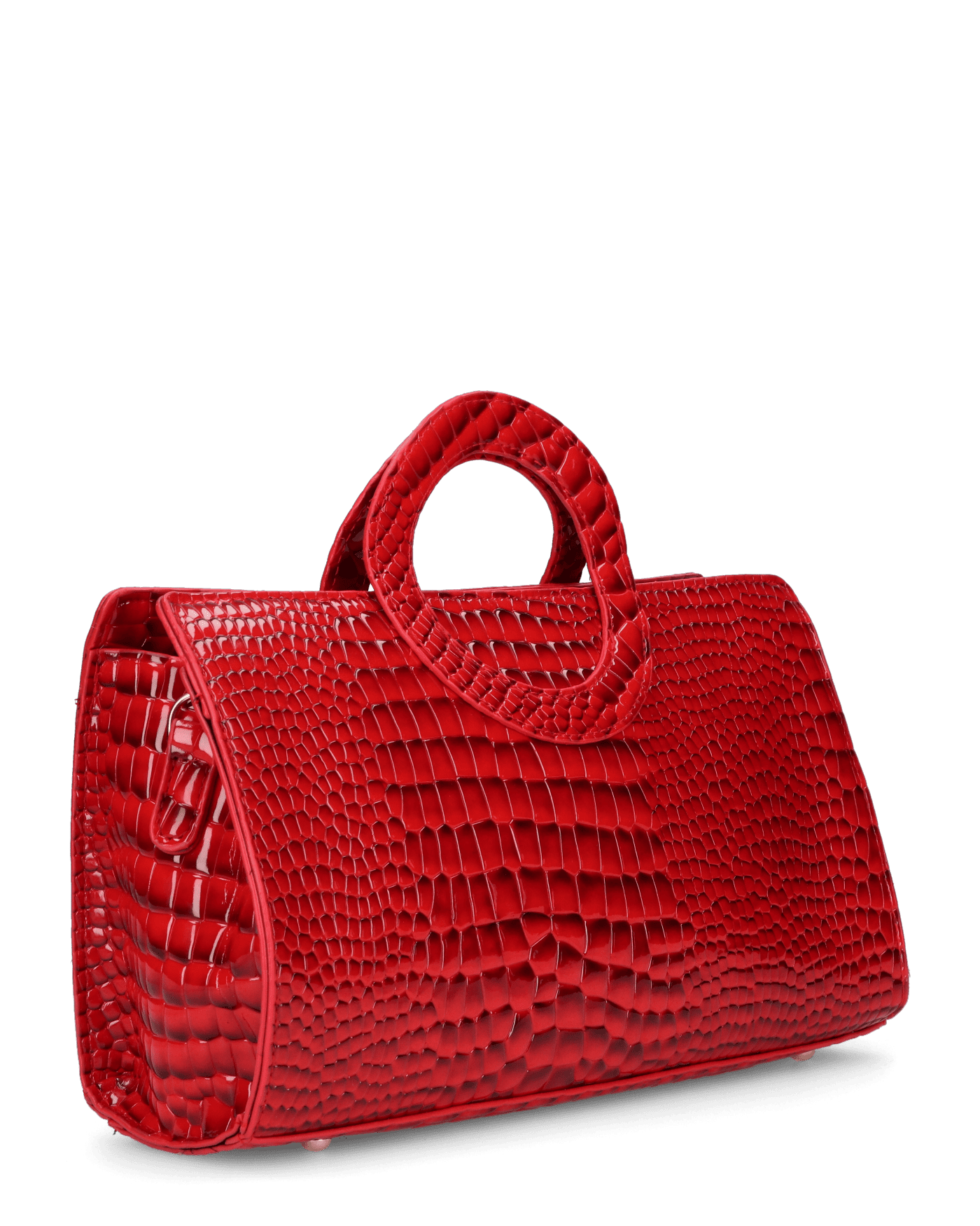KLAUDIA - borsa a mano in trama coccodrillo rosso con tracolla inclusa