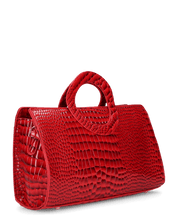 KLAUDIA - borsa a mano in trama coccodrillo rosso con tracolla inclusa