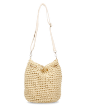 KLAUDE - borsa beige con dettagli dorati e chiusura a secchiello