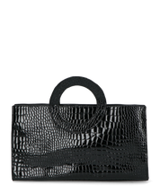 KLAUDIA - borsa a mano in trama coccodrillo nero con tracolla inclusa