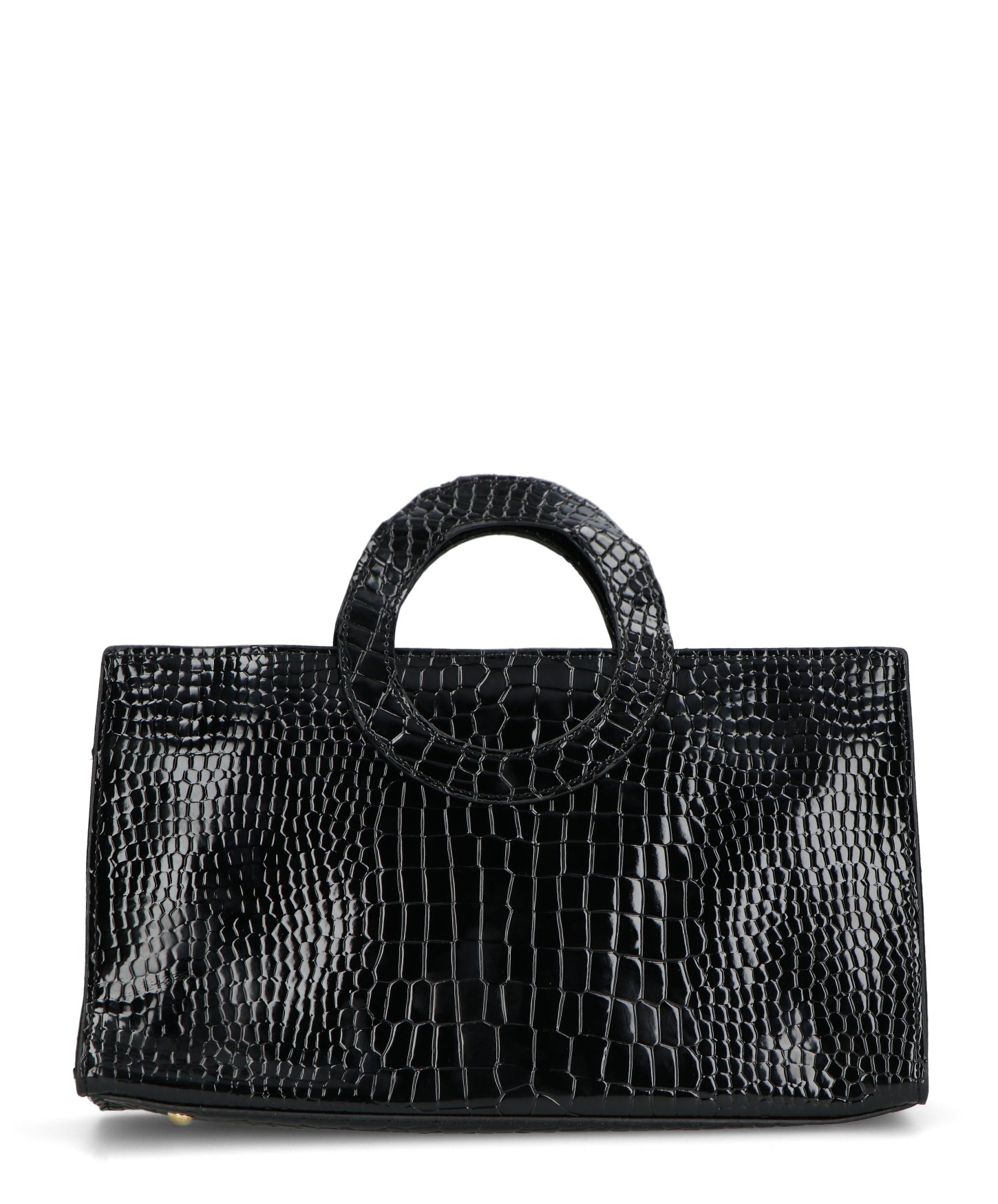 KLAUDIA - borsa a mano in trama coccodrillo nero con tracolla inclusa
