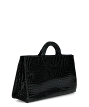 KLAUDIA - borsa a mano in trama coccodrillo nero con tracolla inclusa