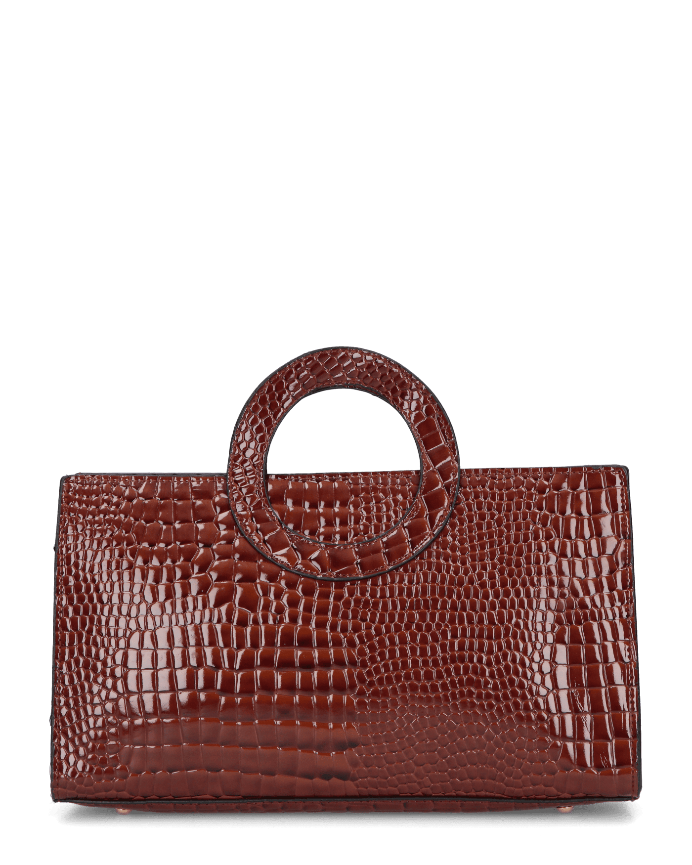 KLAUDIA - borsa a mano in trama coccodrillo marrone con tracolla inclusa