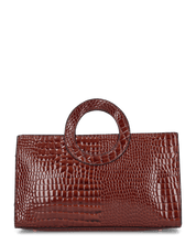 KLAUDIA - borsa a mano in trama coccodrillo marrone con tracolla inclusa