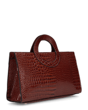 KLAUDIA - borsa a mano in trama coccodrillo marrone con tracolla inclusa