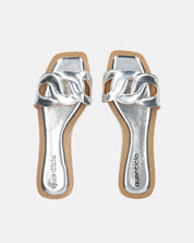 KRISTA - ciabattine argentati con suola beige
