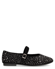 LUANA - ballerine Mary Jane scamosciate nere con strass e cinturino