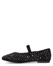 LUANA - ballerine Mary Jane scamosciate nere con strass e cinturino