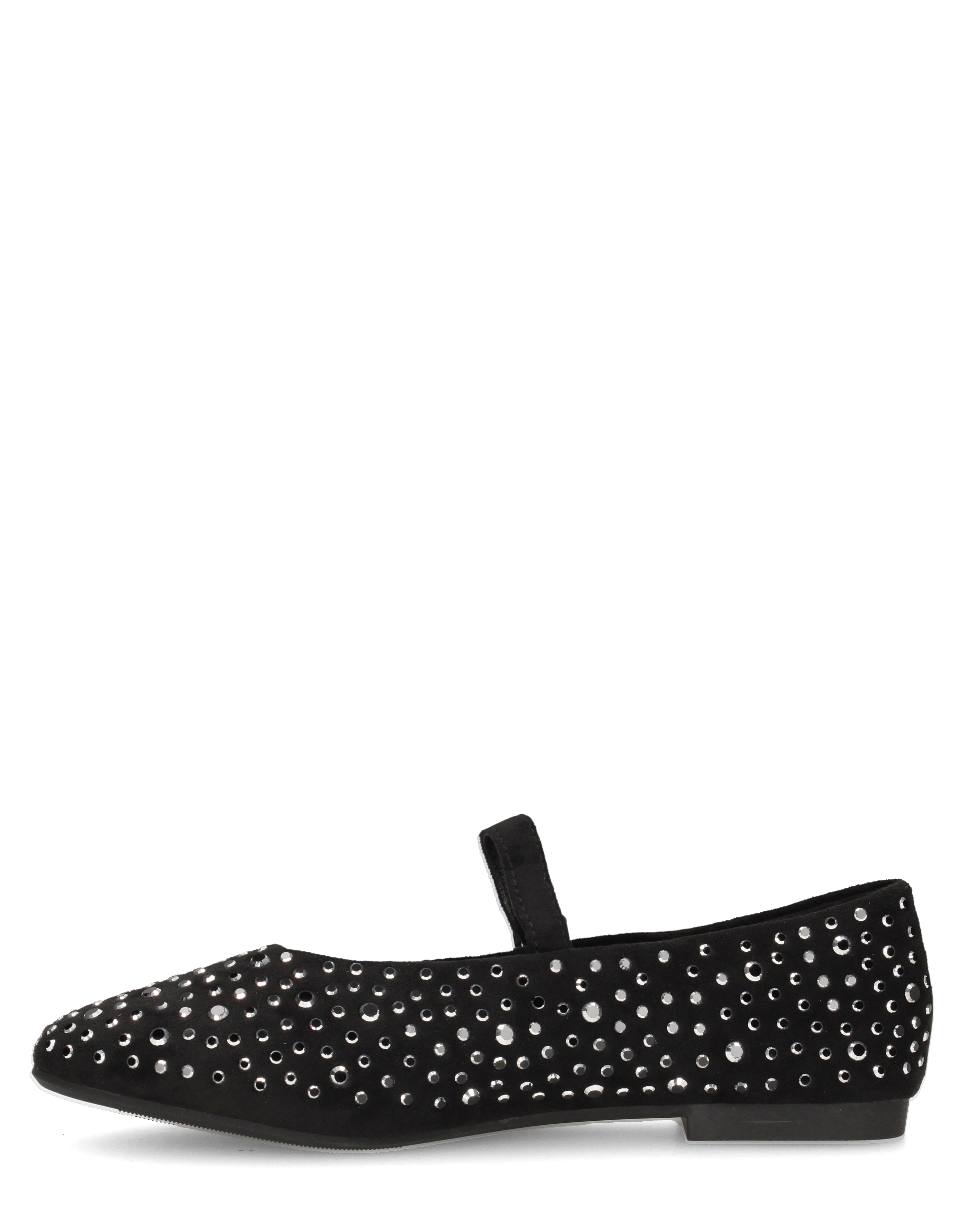 LUANA - ballerine Mary Jane scamosciate nere con strass e cinturino