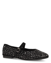 LUANA - ballerine Mary Jane scamosciate nere con strass e cinturino