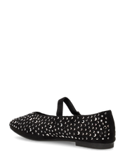 LUANA - ballerine Mary Jane scamosciate nere con strass e cinturino