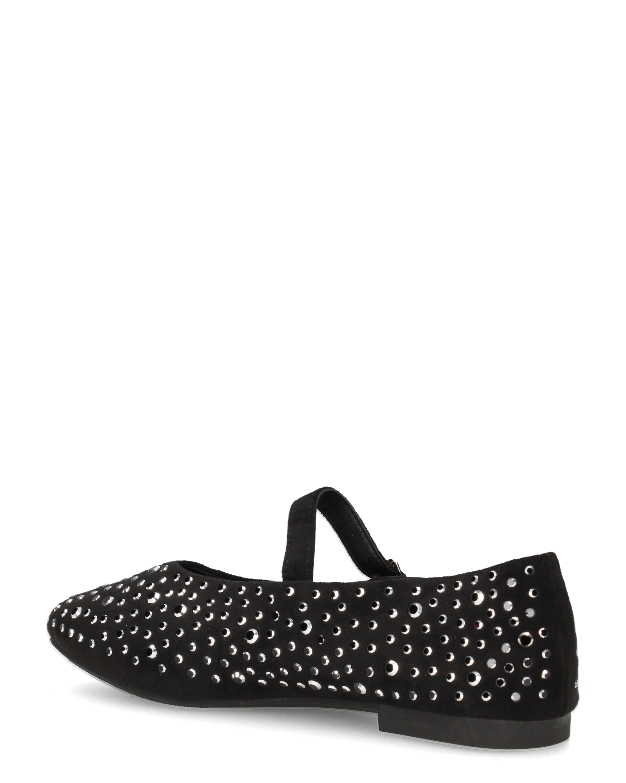 LUANA - ballerine Mary Jane scamosciate nere con strass e cinturino
