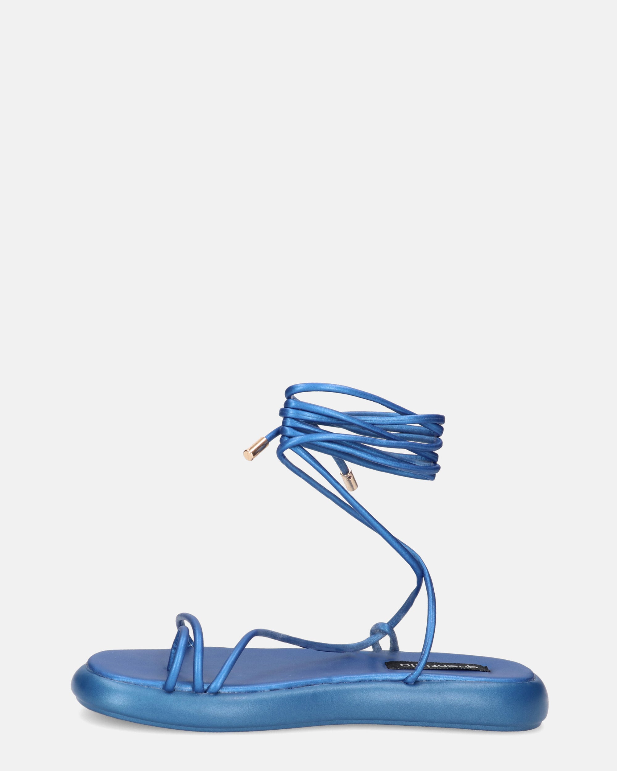 LACEY - sandali infradito bassi blu con lacci