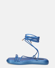 LACEY - sandali infradito bassi blu con lacci