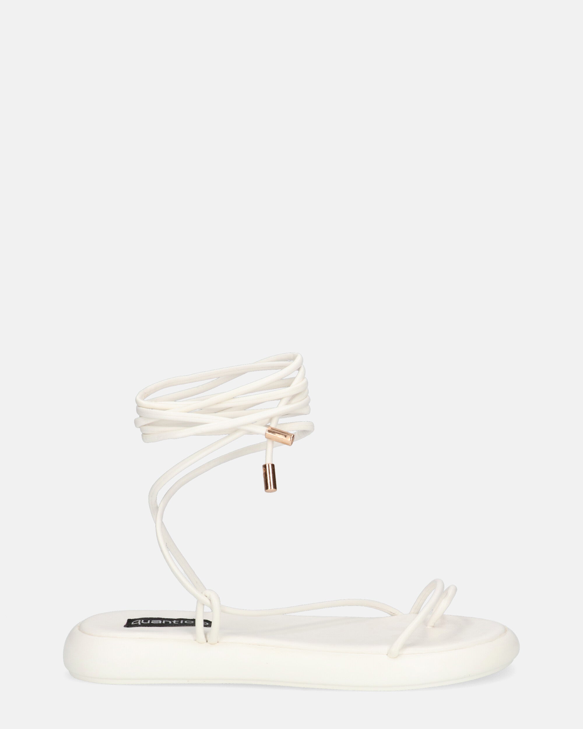 LACEY - sandali infradito bassi bianchi con lacci