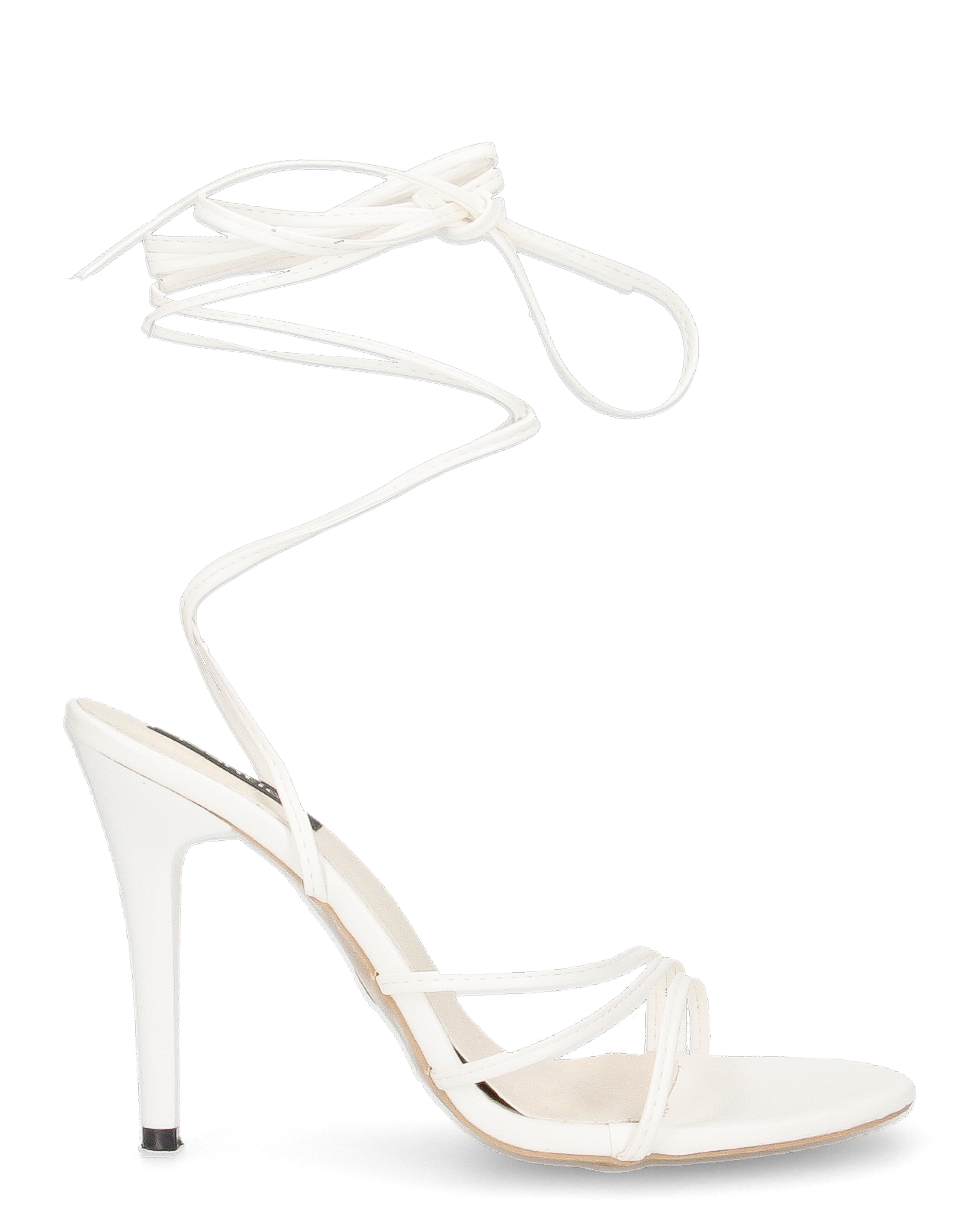 LALY - sandali bianchi lace up con tacco a spillo