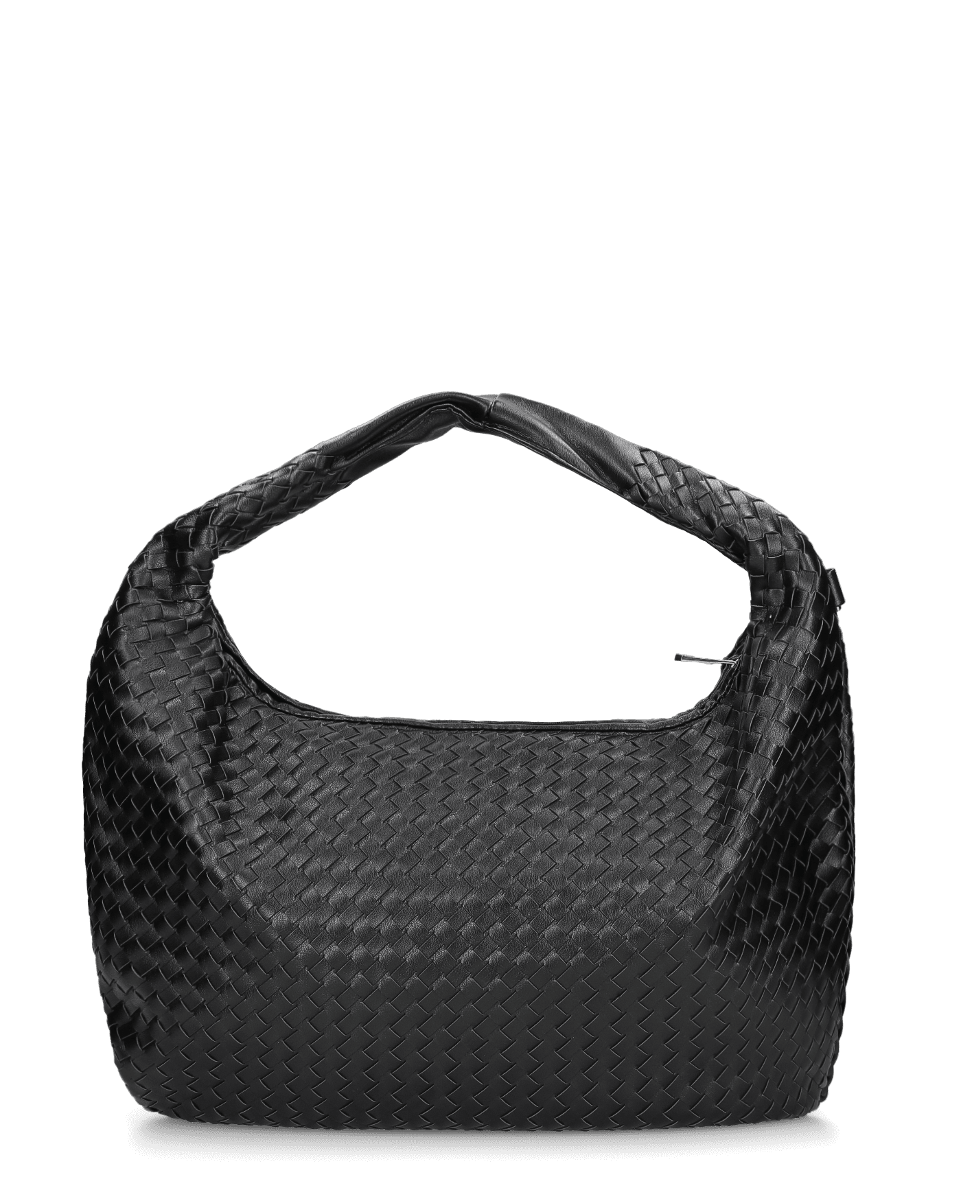 LEONORA - borsa grande nera con effetto intrecciato