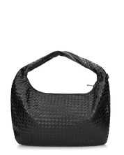 LEONORA - borsa grande nera con effetto intrecciato