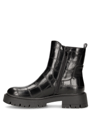 LERA - stivaletti chelsea neri in ecopelle pitonata con suola chunky e zip