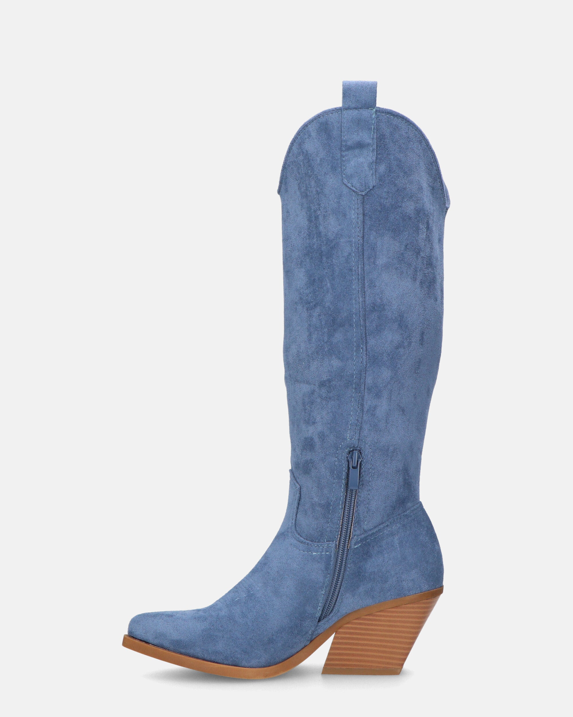 LIANA - camperos con tacco in camoscio blu