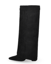 LILY - stivali alti in camoscio nero con risvolto