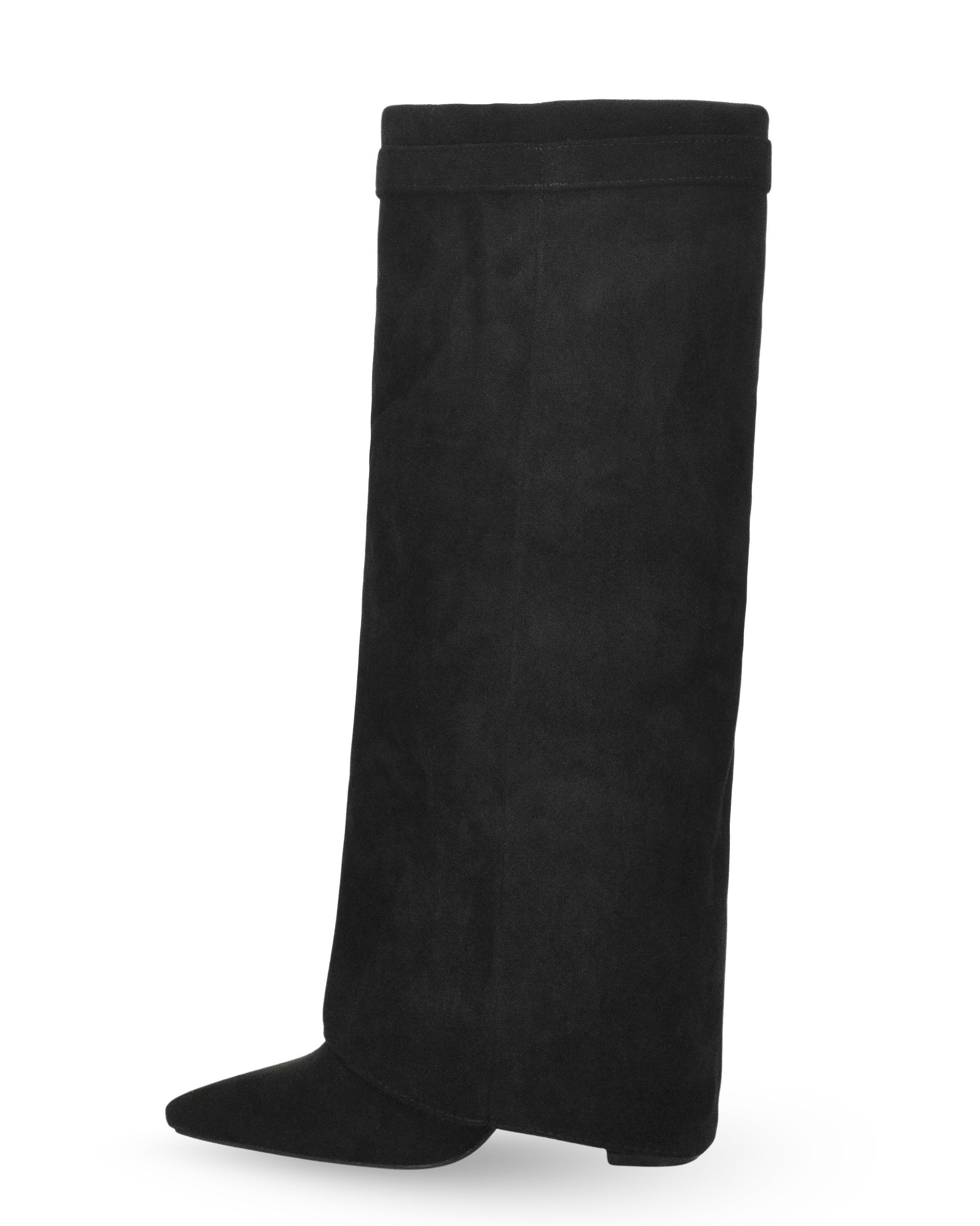 LILY - stivali alti in camoscio nero con risvolto