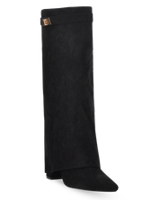 LILY - stivali alti in camoscio nero con risvolto