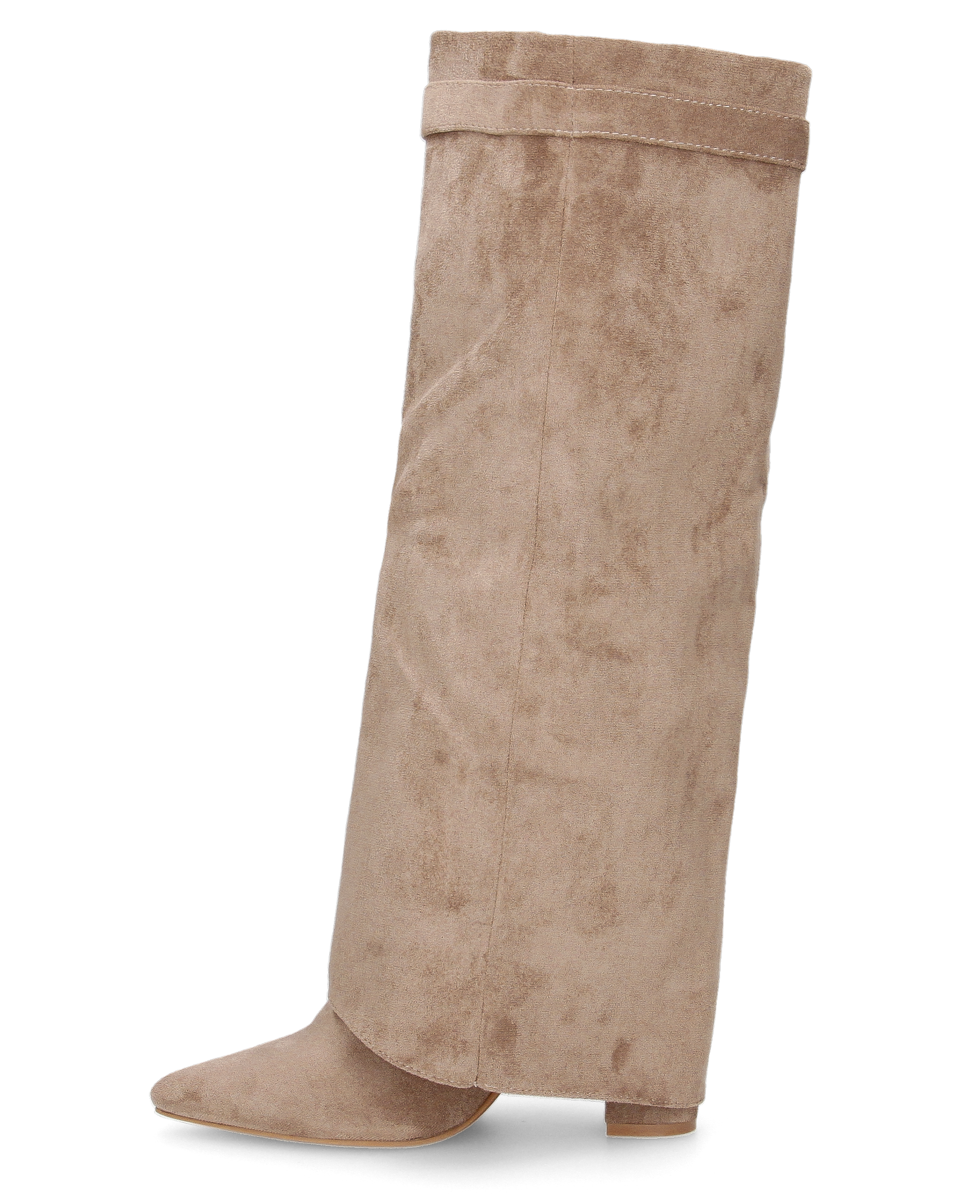 LILY - stivali alti in camoscio khaki con risvolto