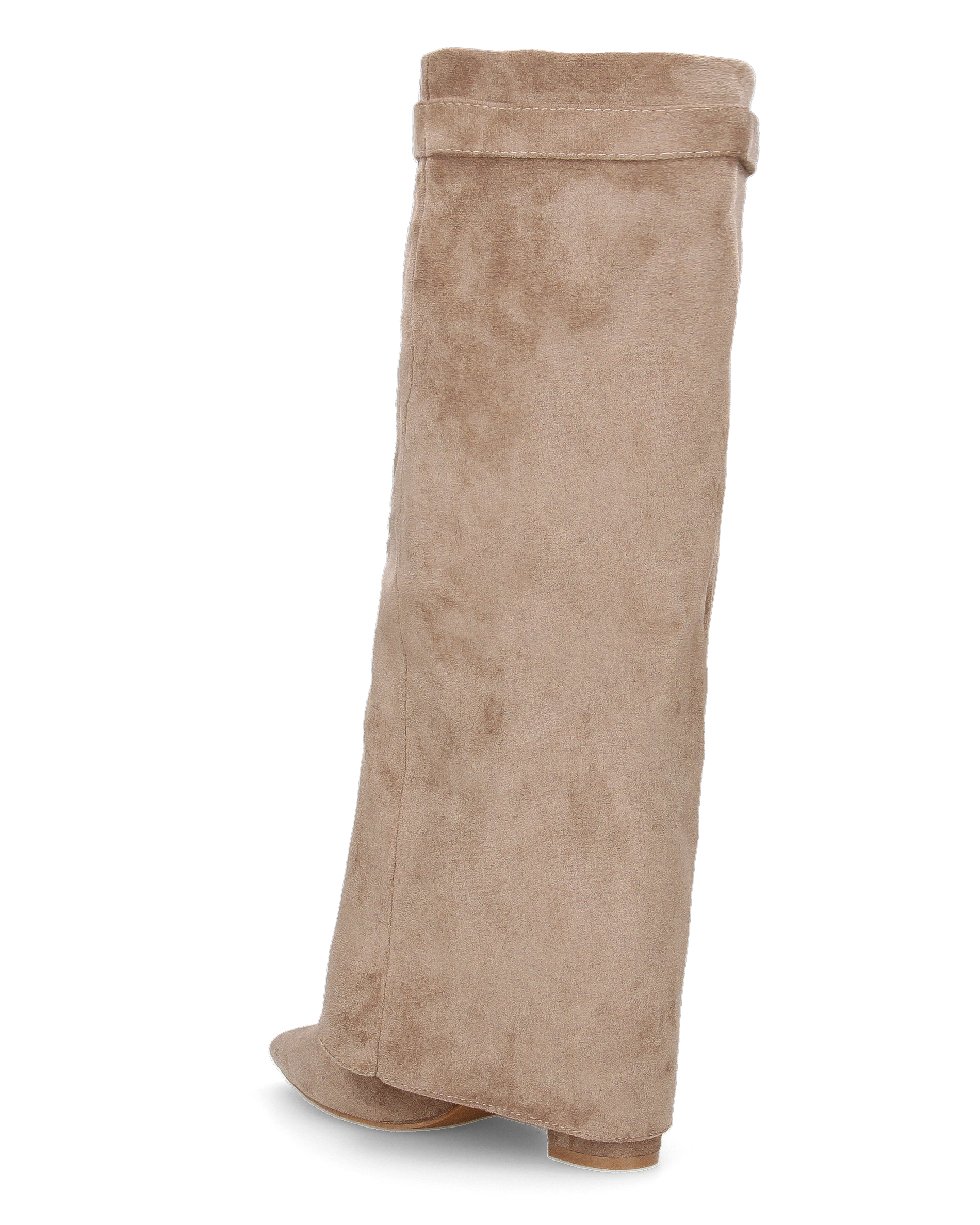 LILY - stivali alti in camoscio khaki con risvolto