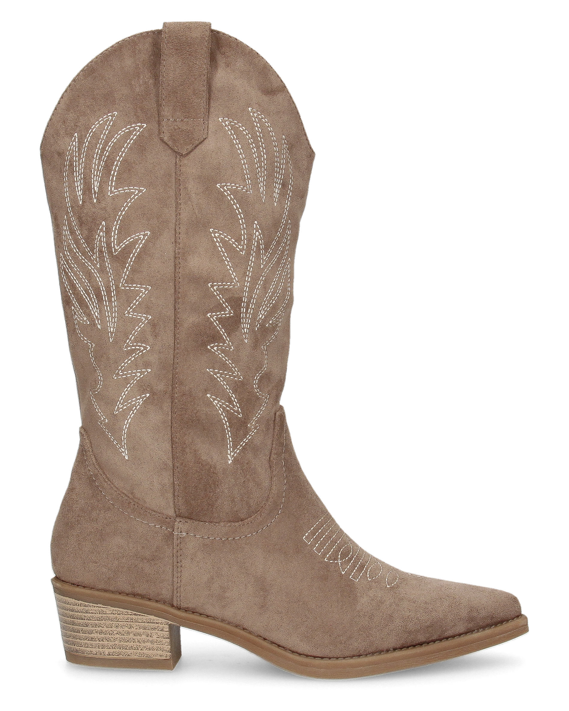 LINDSEY - stivaletti texani khaki con disegni ricamati e tacco a blocco