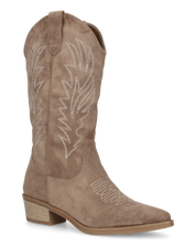 LINDSEY - stivaletti texani khaki con disegni ricamati e tacco a blocco