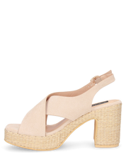 LISSY - sandali beige con tacco e platform in effetto raffia