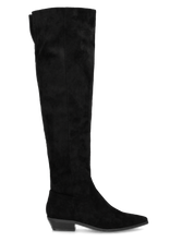 LIVY - stivale alto in simil camoscio nero risvoltabile con tacco