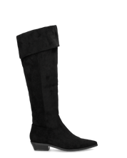 LIVY - stivale alto in simil camoscio nero risvoltabile con tacco