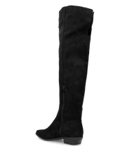 LIVY - stivale alto in simil camoscio nero risvoltabile con tacco