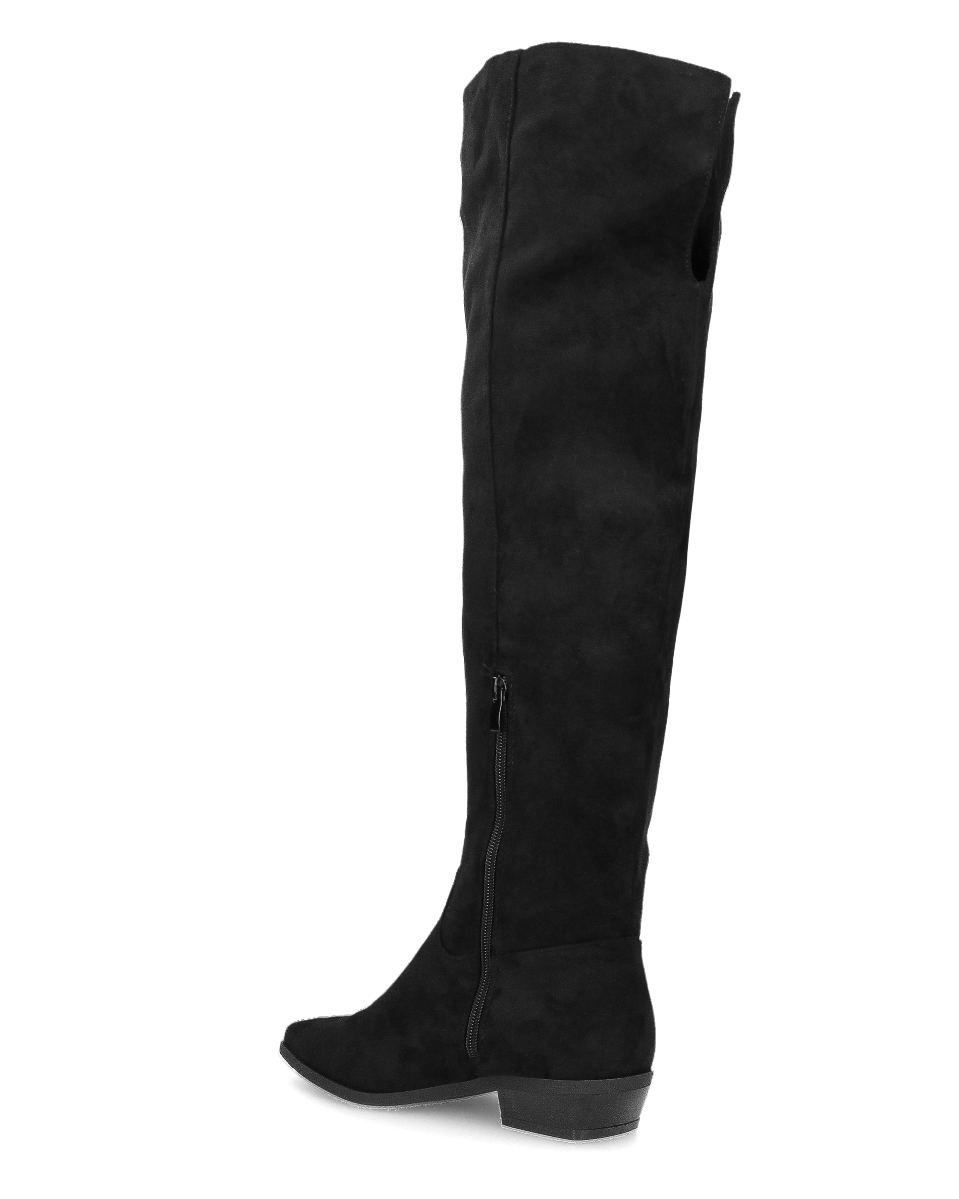 LIVY - stivale alto in simil camoscio nero risvoltabile con tacco