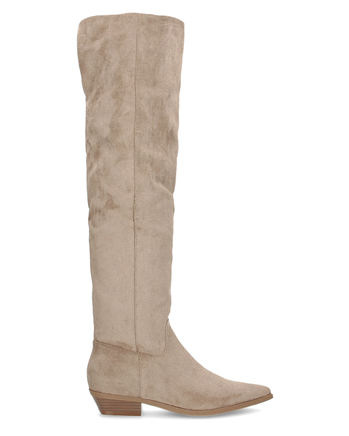 LIVY - stivale alto in simil camoscio khaki risvoltabile con tacco