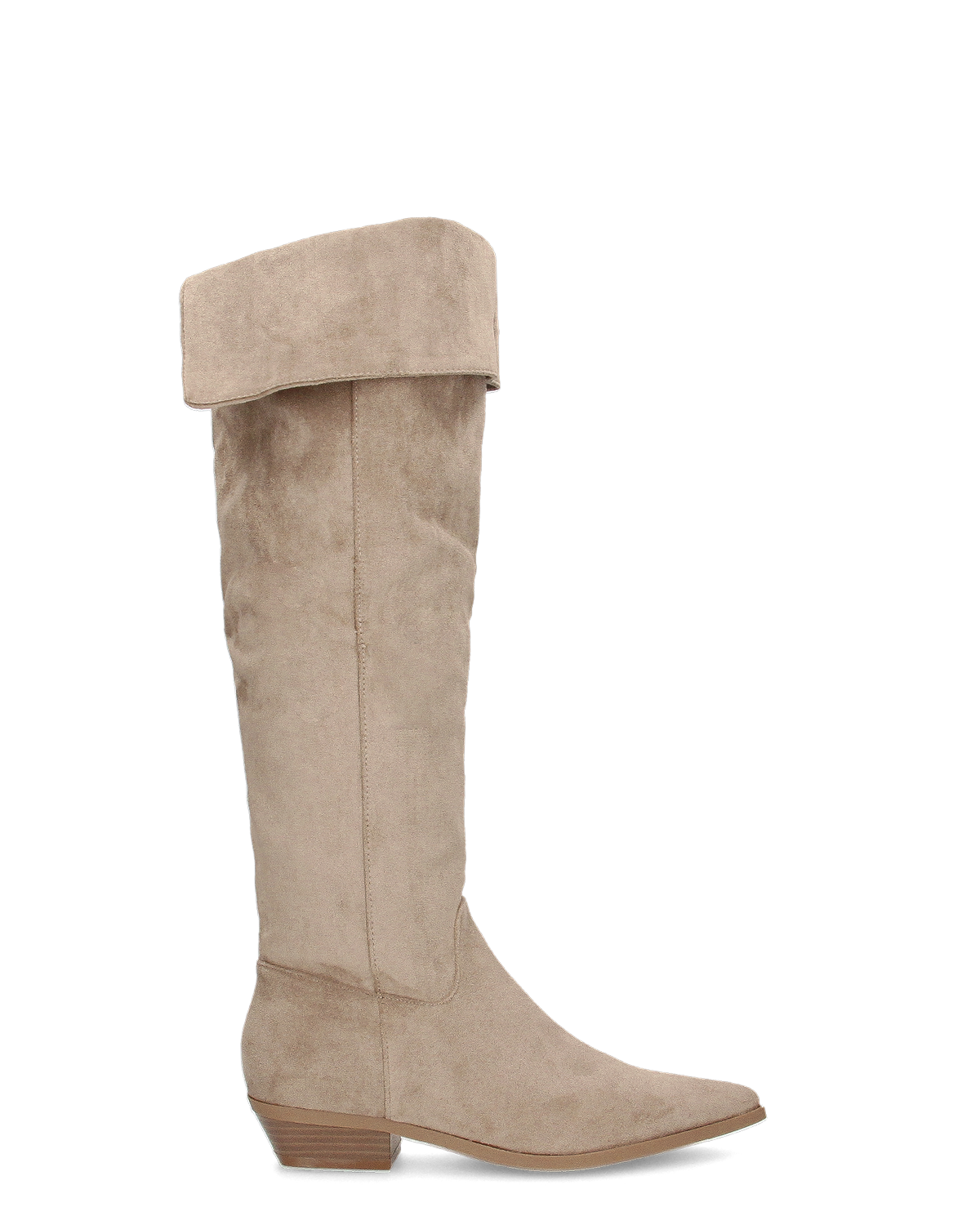 LIVY - stivale alto in simil camoscio khaki risvoltabile con tacco