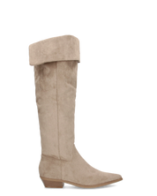 LIVY - stivale alto in simil camoscio khaki risvoltabile con tacco