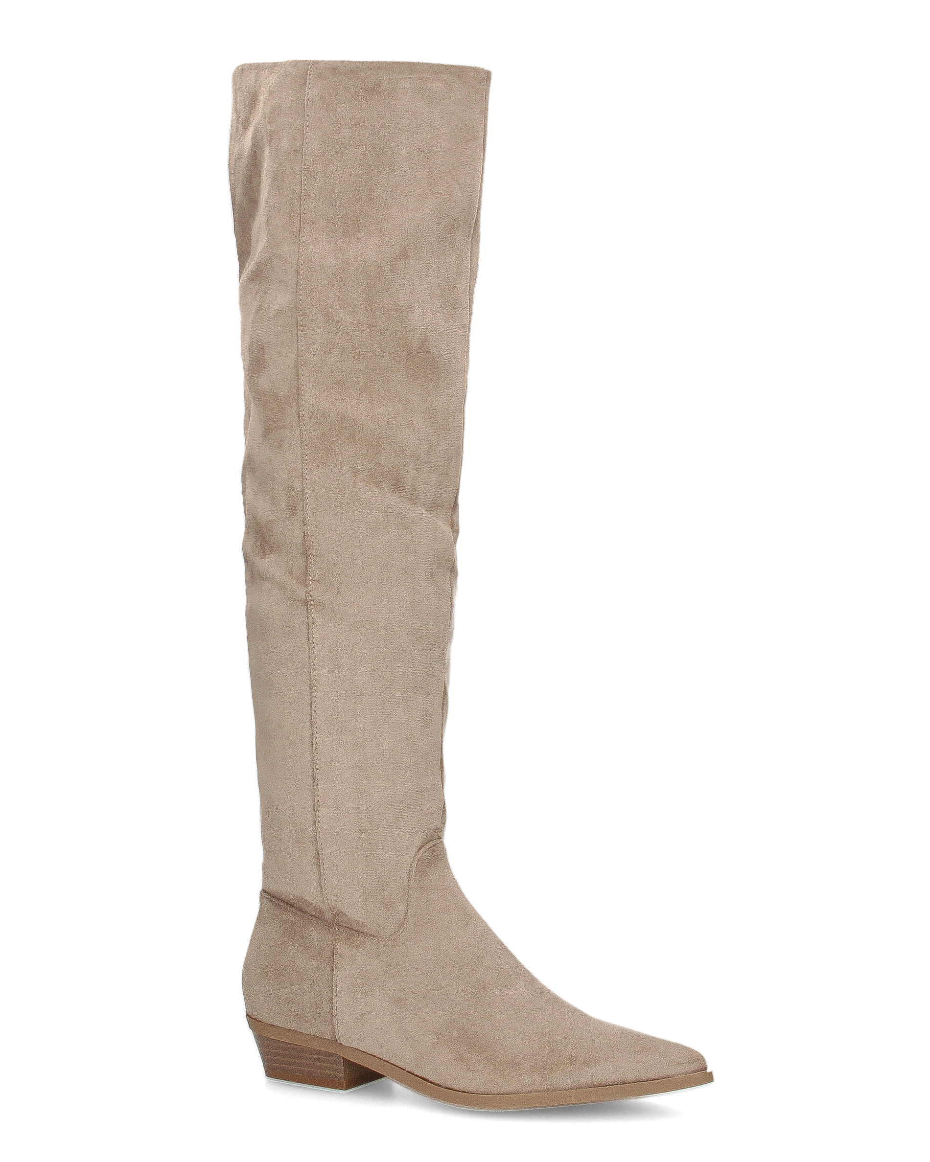 LIVY - stivale alto in simil camoscio khaki risvoltabile con tacco