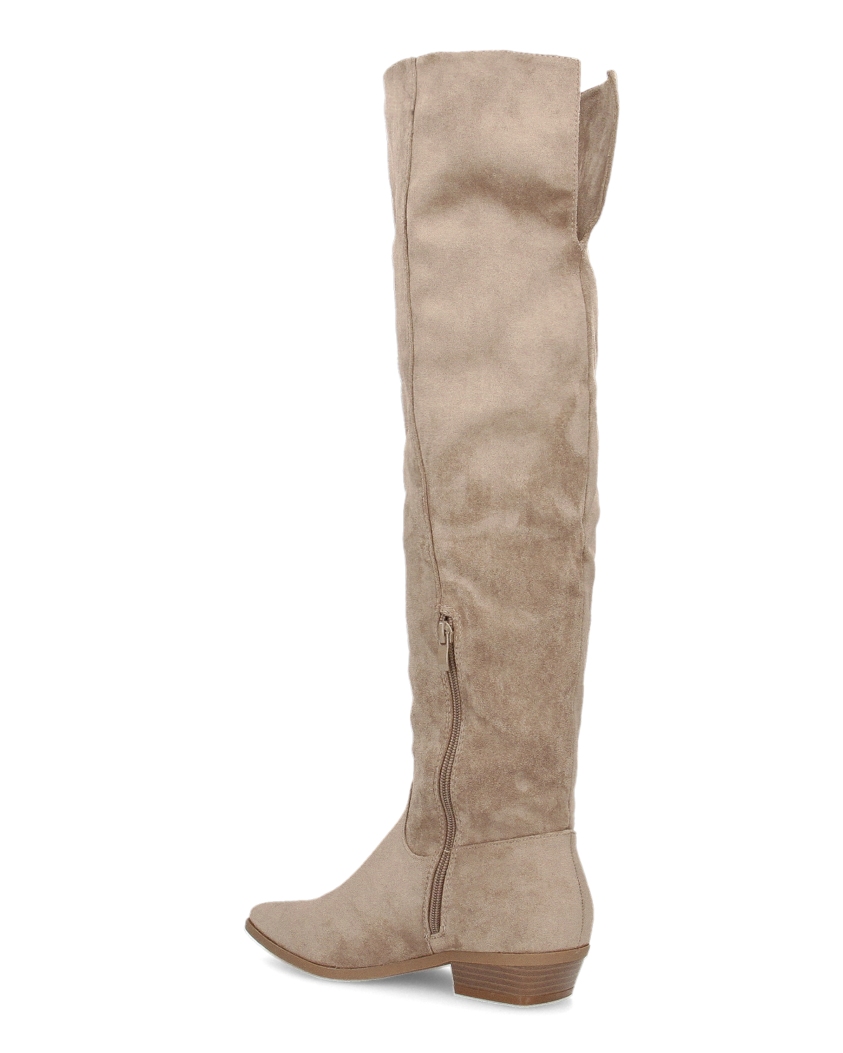 LIVY - stivale alto in simil camoscio khaki risvoltabile con tacco