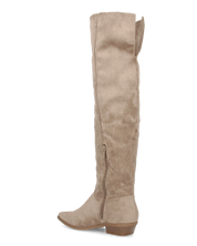 LIVY - stivale alto in simil camoscio khaki risvoltabile con tacco