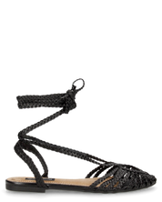 LIXY - sandalini flat neri con trama intrecciata e lacci