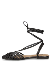 LIXY - sandalini flat neri con trama intrecciata e lacci